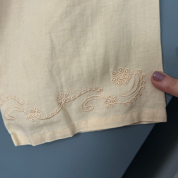 Edward Irish Linen Tunic Blouse Woman's 1X Embroidered Peach V-Neck 3/4 Sleeve - Picture 6 of 6